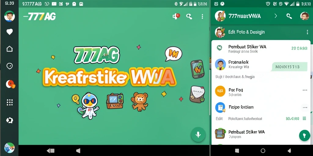 Tampilan antarmuka aplikasi 777AG untuk pembuatan stiker WA.