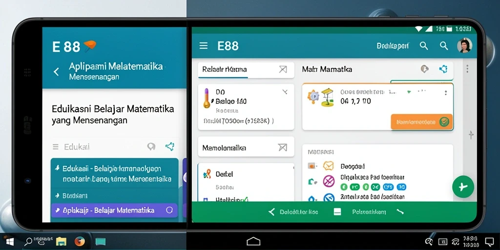 Tampilan utama E88 dengan fitur Belajar Matematika interaktif.