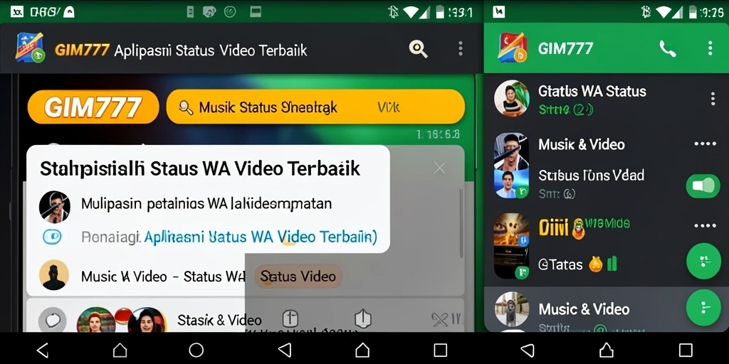 Antarmuka GIM777 untuk membuat Status WA Video yang menarik.