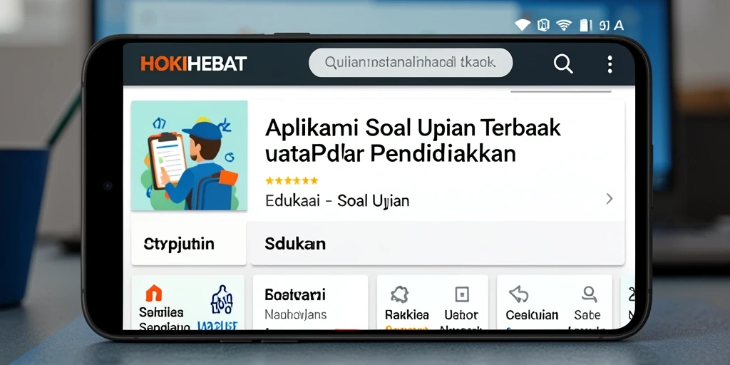 Antarmuka HOKIHEBAT menampilkan berbagai soal ujian dengan desain yang menarik.