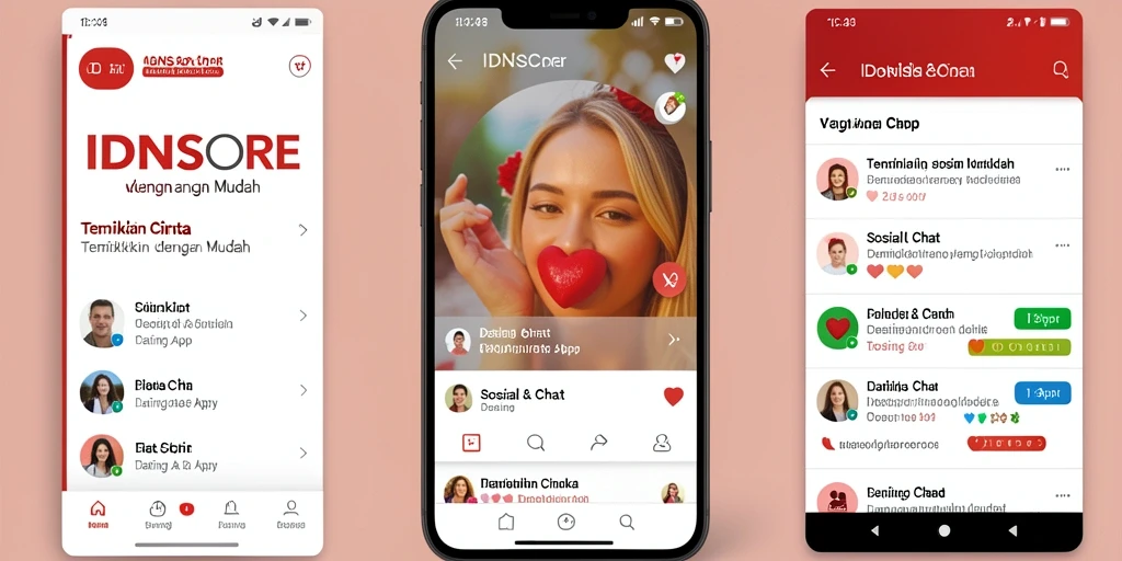 Antarmuka IDNSCORE yang modern dan intuitif untuk pengguna Dating App.