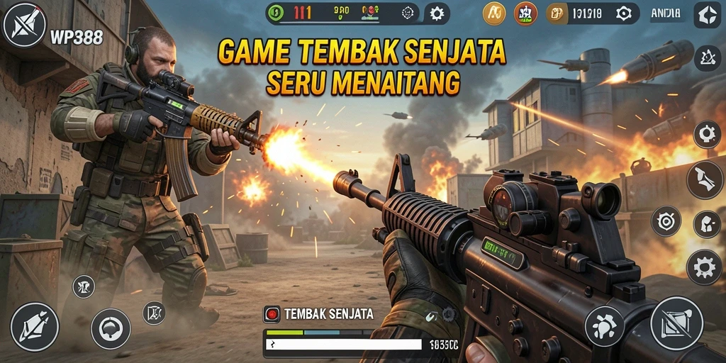 Tampilan antarmuka WP888 saat aksi tembak menembak.